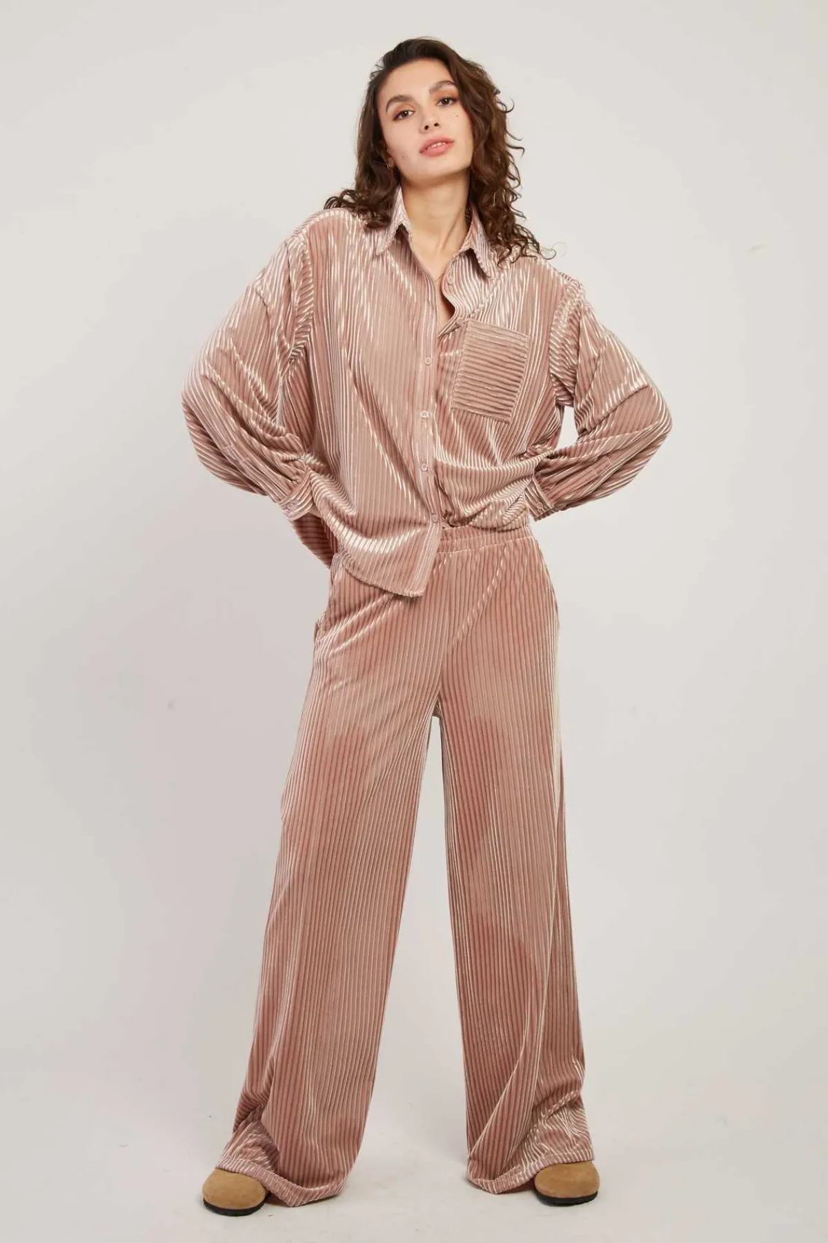 Outlet Pantalon droit uni en velours RACHEL Les Jupes & Pantalons