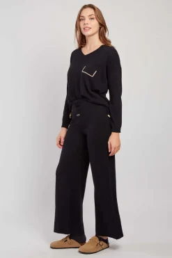 Discount Pantalon en maille uni avec un lacet RAFFINEE Les Jupes & Pantalons