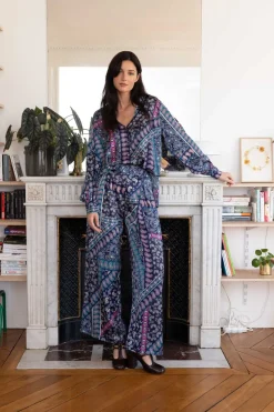 Best Pantalon fluide en satin imprimé RAYONNANTE Les Jupes & Pantalons