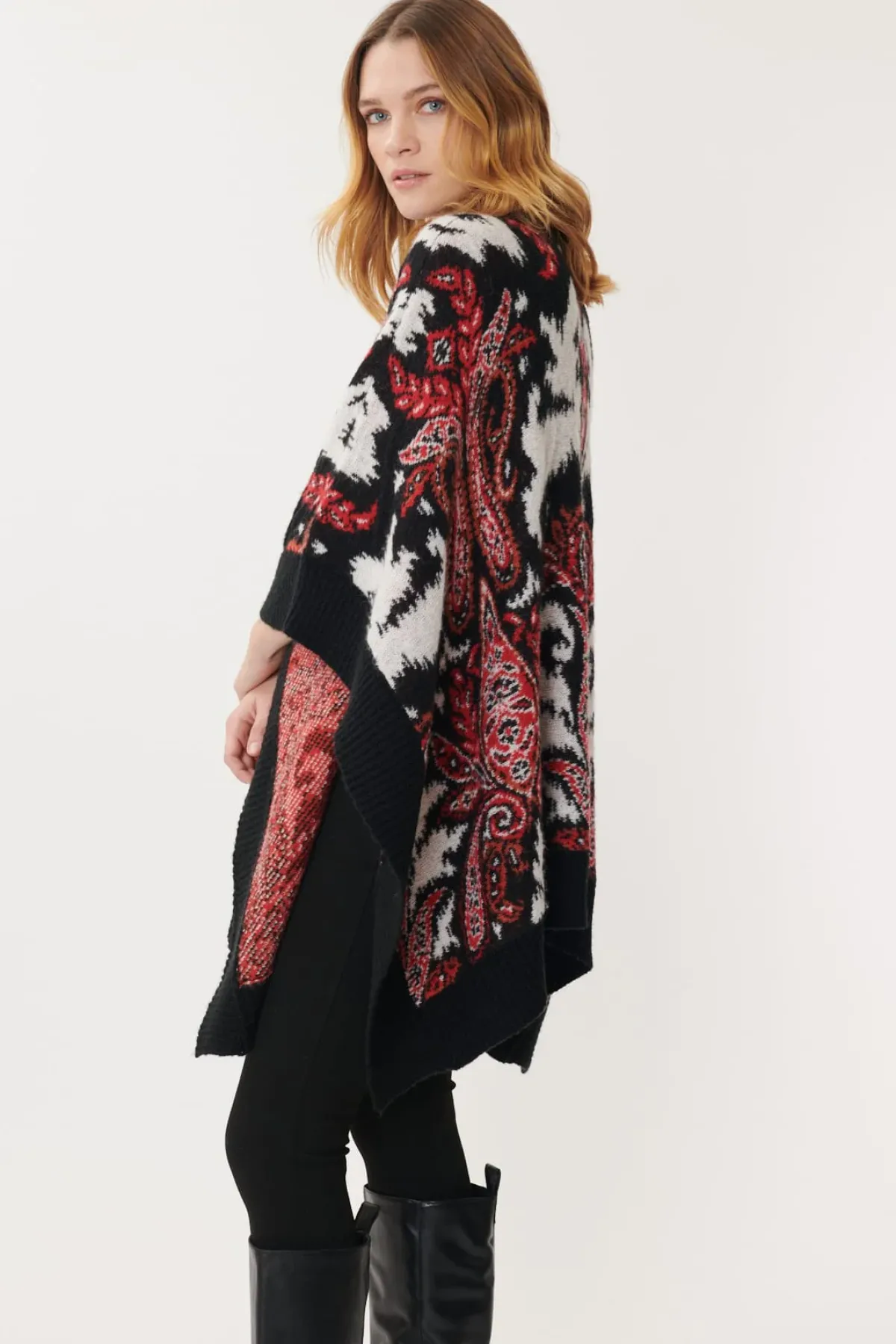 Sale Poncho Paisley Maille Jacquard JAZZ Les Manteaux, Vestes & Doudounes|La Maille