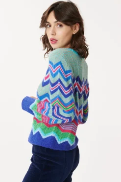 Store Pull à Rayures Zig-Zag Multicolores JENIFER La Maille|Les Gilets, Cardigans & Pulls
