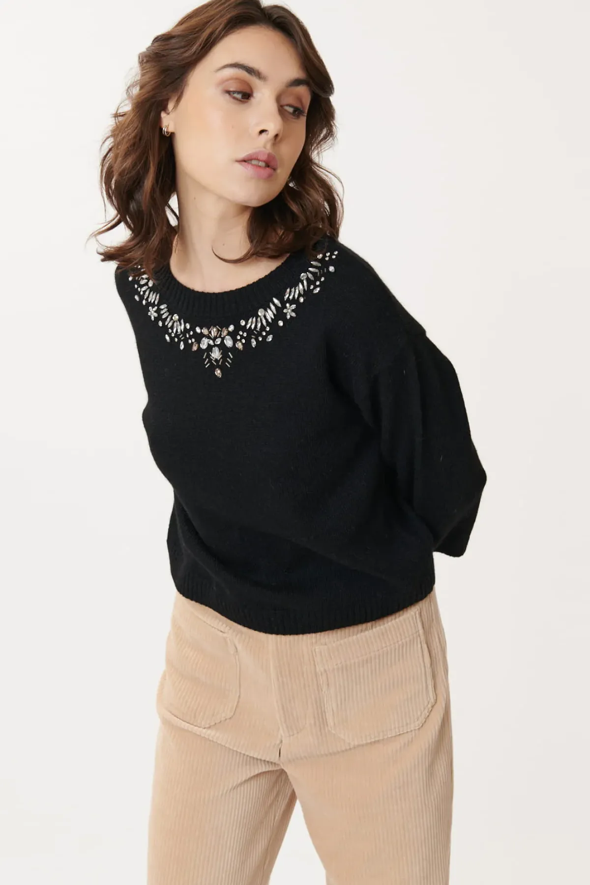 Outlet Pull Brodé Col Rond JONAS La Maille|Les Gilets, Cardigans & Pulls