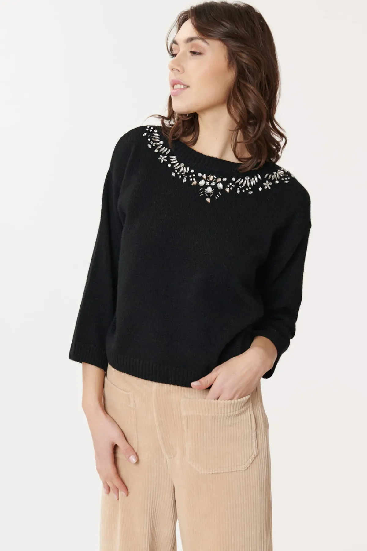 Outlet Pull Brodé Col Rond JONAS La Maille|Les Gilets, Cardigans & Pulls