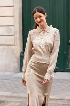 Hot Pull col chemise bicolore CALLISTA La Maille|Les Gilets, Cardigans & Pulls