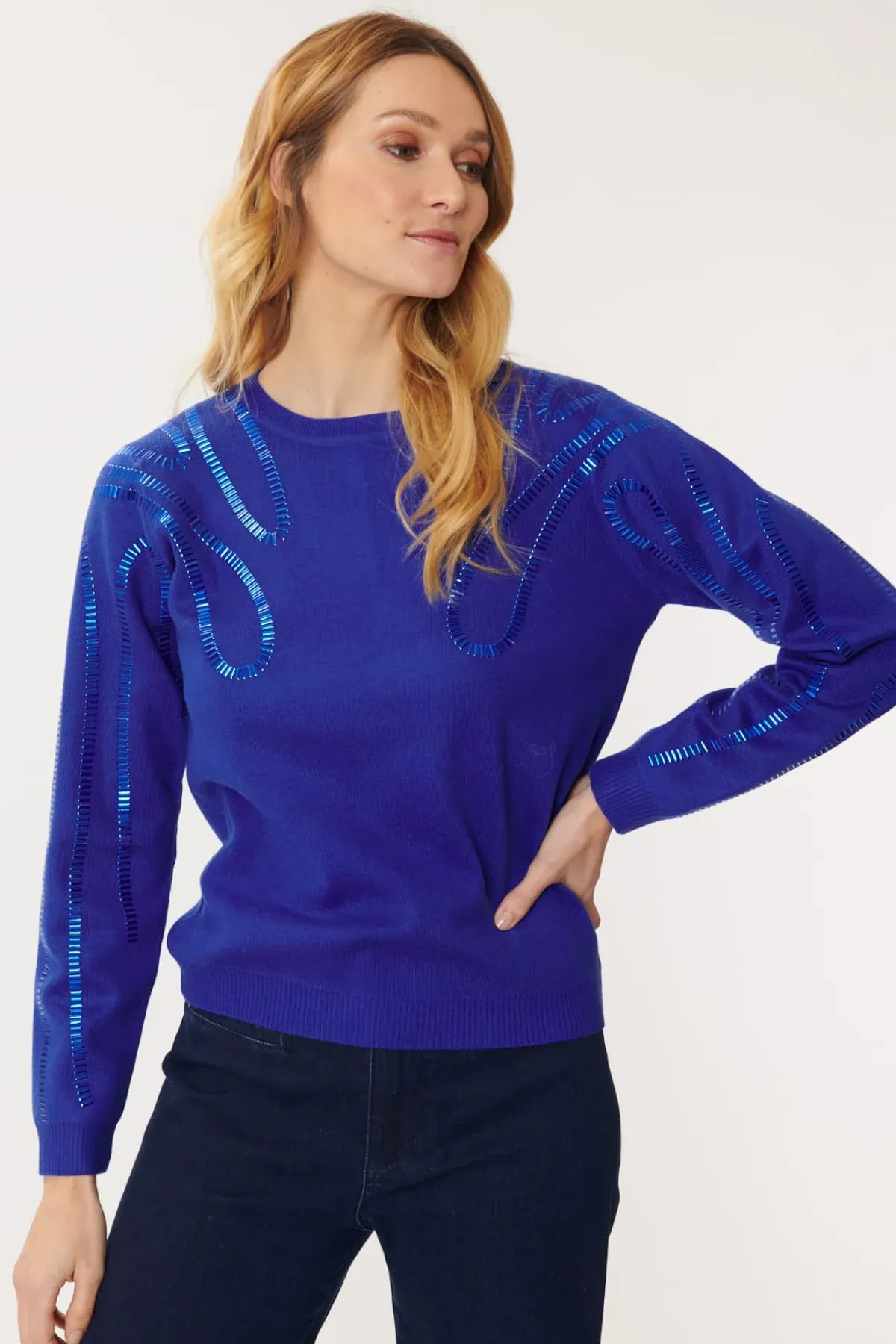 New Pull Col Rond à Sequins JUDITH La Maille|Les Gilets, Cardigans & Pulls