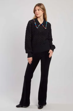 Best Sale Pull en grosse maille ajourée avec strass CALEDONIE Les Gilets, Cardigans & Pulls