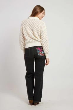 Best Sale Pull en grosse maille ajourée avec strass CALEDONIE Les Gilets, Cardigans & Pulls