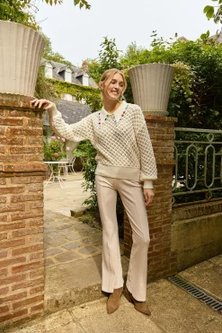 Best Sale Pull en grosse maille ajourée avec strass CALEDONIE Les Gilets, Cardigans & Pulls