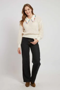Best Sale Pull en grosse maille ajourée avec strass CALEDONIE Les Gilets, Cardigans & Pulls