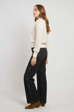 Best Sale Pull en grosse maille ajourée avec strass CALEDONIE Les Gilets, Cardigans & Pulls