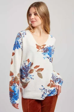 Sale Pull en maille col V imprimé floral CAPBRETON La Maille|Les Gilets, Cardigans & Pulls