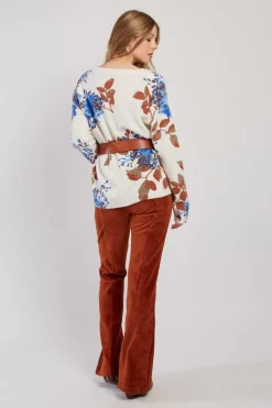 Sale Pull en maille col V imprimé floral CAPBRETON La Maille|Les Gilets, Cardigans & Pulls