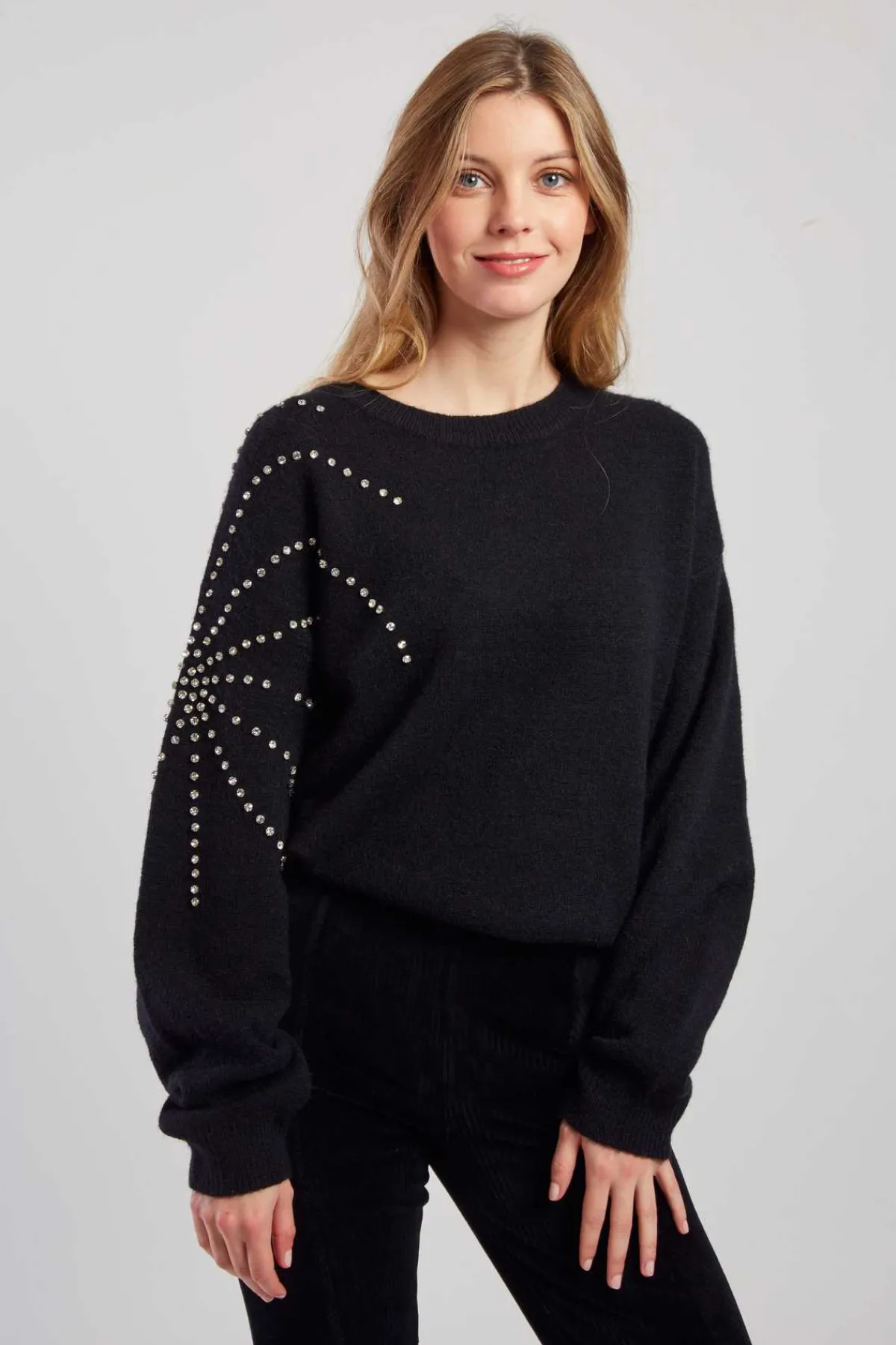 Online Pull en maille fine avec strass graphique CALENZANA La Maille|Les Gilets, Cardigans & Pulls