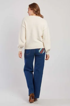 New Pull en maille fine avec fleurs brodées CALENDULA La Maille|Les Gilets, Cardigans & Pulls