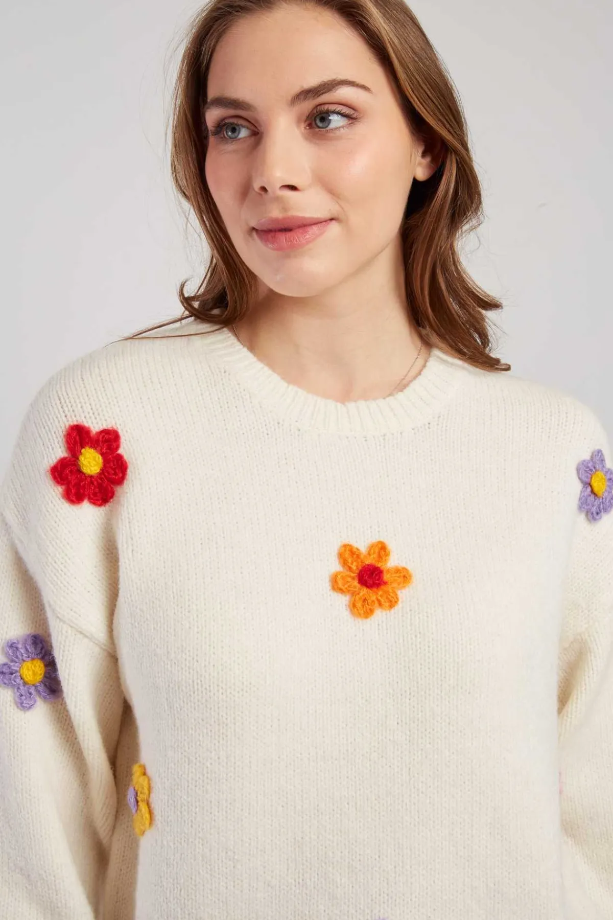 New Pull en maille fine avec fleurs brodées CALENDULA La Maille|Les Gilets, Cardigans & Pulls