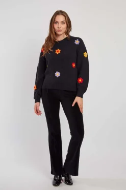 New Pull en maille fine avec fleurs brodées CALENDULA La Maille|Les Gilets, Cardigans & Pulls