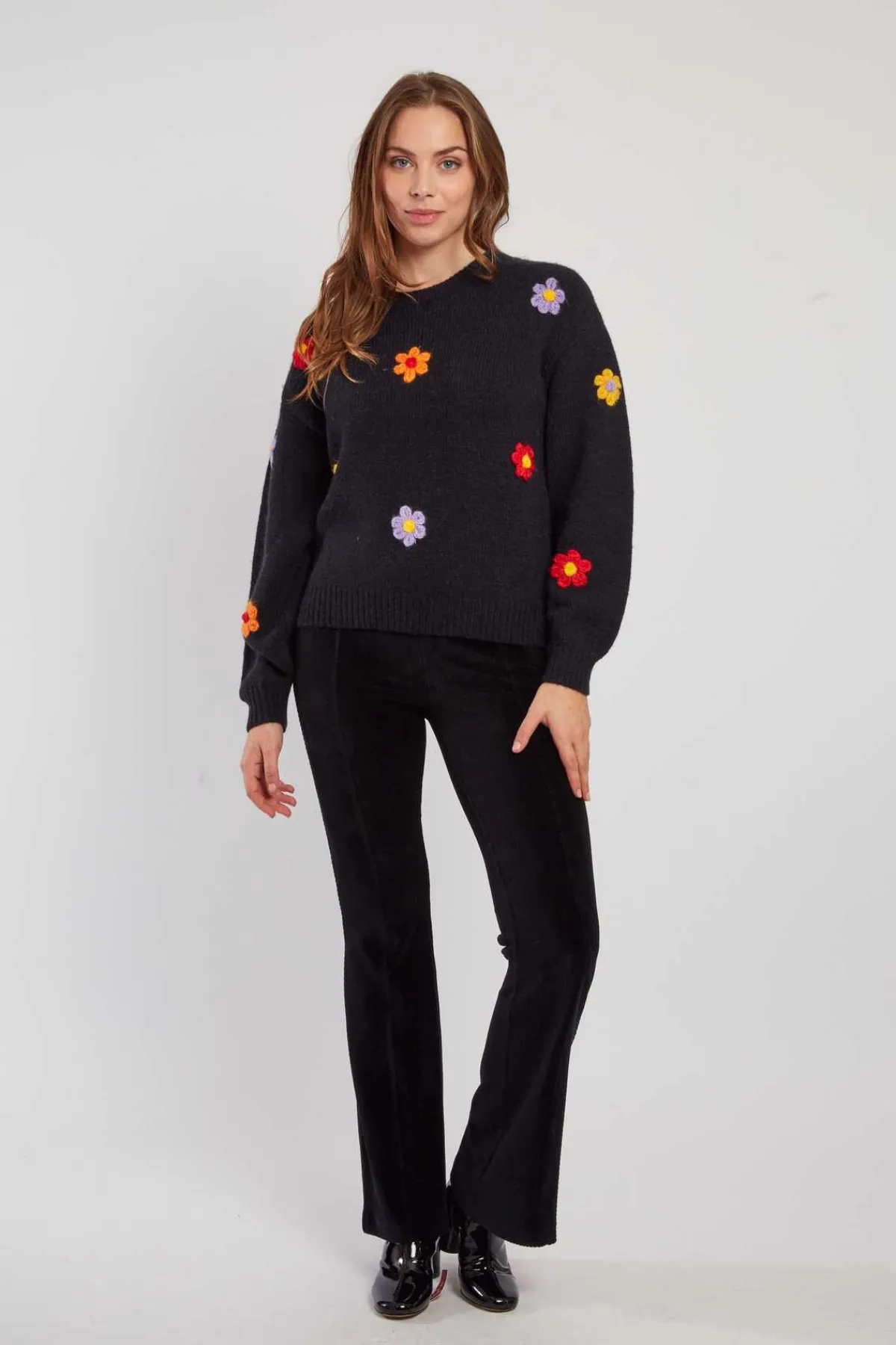 New Pull en maille fine avec fleurs brodées CALENDULA La Maille|Les Gilets, Cardigans & Pulls