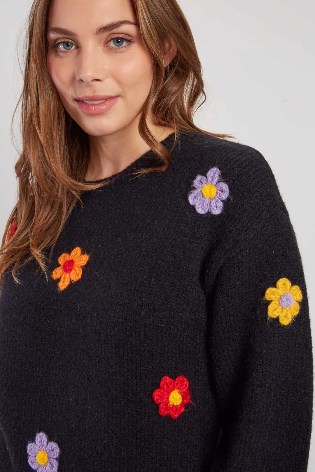 New Pull en maille fine avec fleurs brodées CALENDULA La Maille|Les Gilets, Cardigans & Pulls