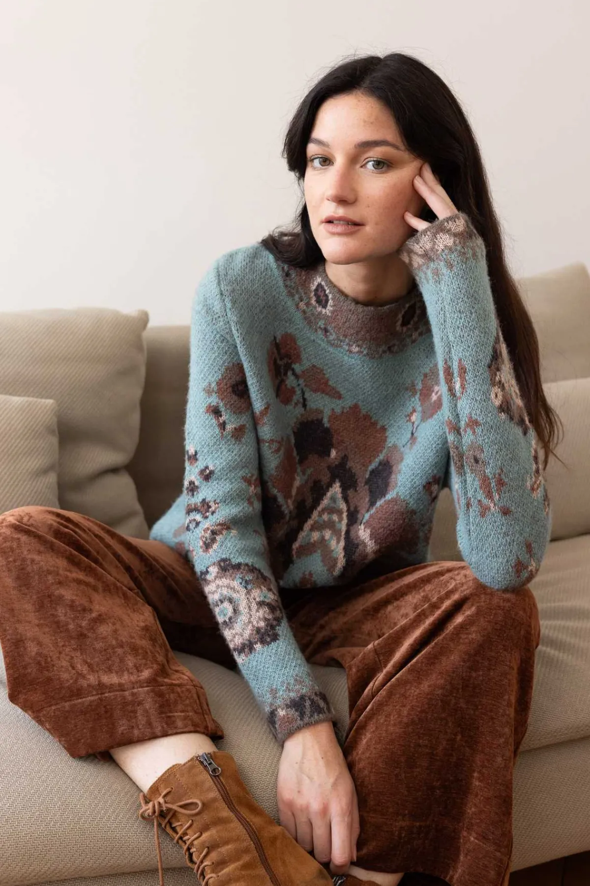 New Pull en maille jacquard à col rond CADIX La Maille|Les Gilets, Cardigans & Pulls