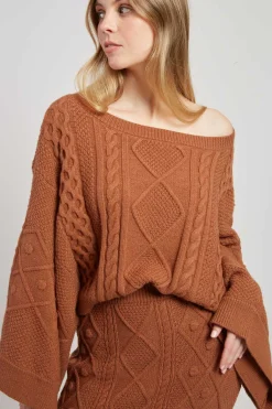 Clearance Pull en maille torsadée manches amples CARIGNAN La Maille|Les Gilets, Cardigans & Pulls