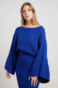 Clearance Pull en maille torsadée manches amples CARIGNAN La Maille|Les Gilets, Cardigans & Pulls