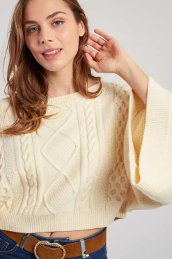 Clearance Pull en maille torsadée manches amples CARIGNAN La Maille|Les Gilets, Cardigans & Pulls