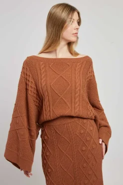 Clearance Pull en maille torsadée manches amples CARIGNAN La Maille|Les Gilets, Cardigans & Pulls