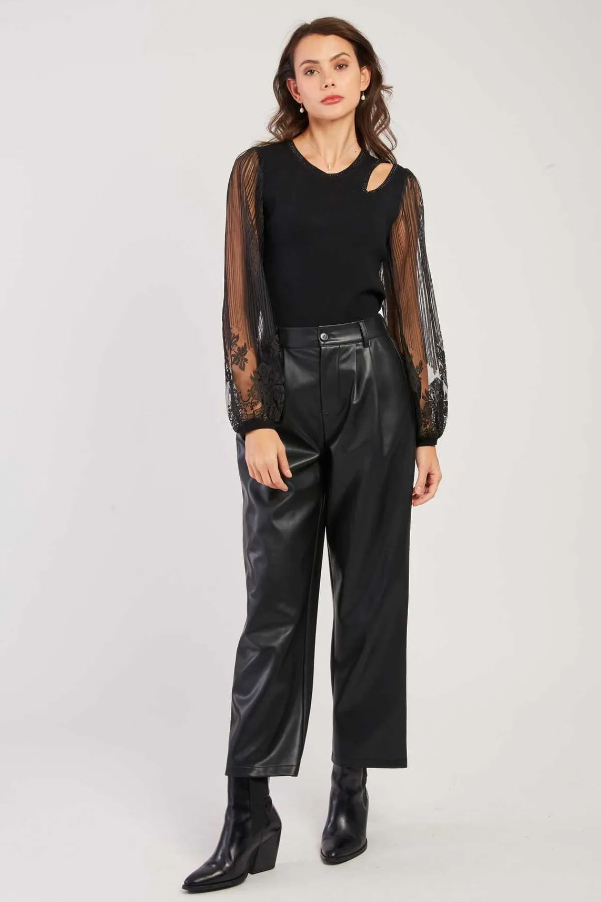 Sale Pull léger avec manches bouffantes transparentes CARACAS Les Gilets, Cardigans & Pulls|Les Blouses, Chemisiers & Tops