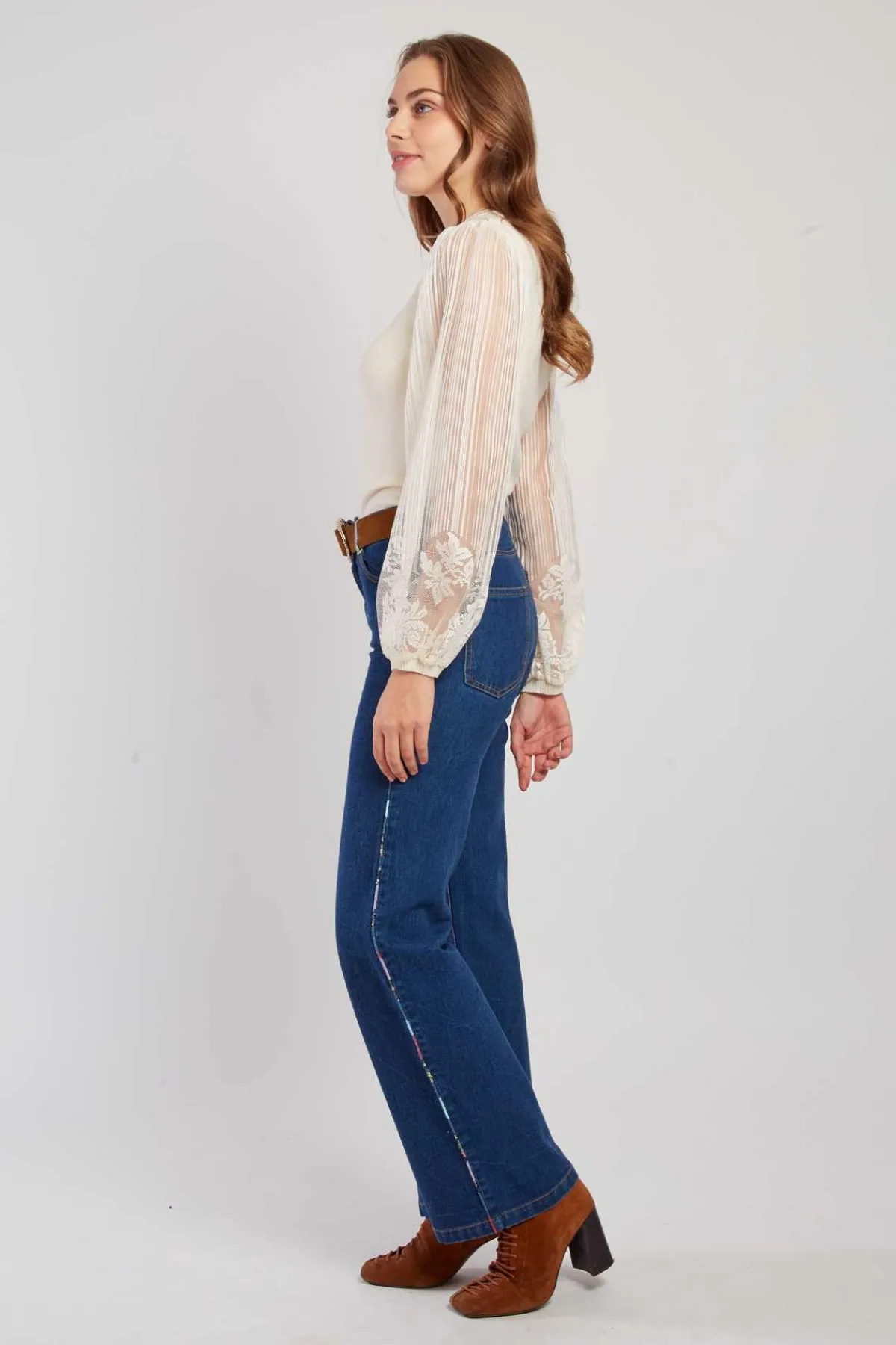 Sale Pull léger avec manches bouffantes transparentes CARACAS Les Gilets, Cardigans & Pulls|Les Blouses, Chemisiers & Tops