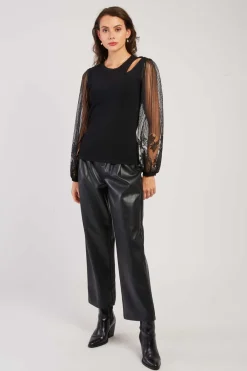 Sale Pull léger avec manches bouffantes transparentes CARACAS Les Gilets, Cardigans & Pulls|Les Blouses, Chemisiers & Tops