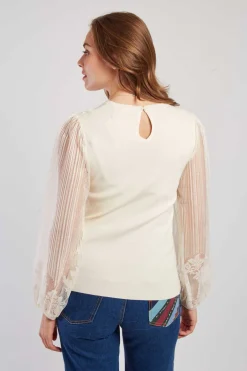 Sale Pull léger avec manches bouffantes transparentes CARACAS Les Gilets, Cardigans & Pulls|Les Blouses, Chemisiers & Tops