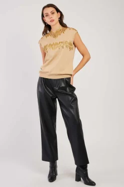 Discount Pull manches courtes à paillettes CAMELEON Les Gilets, Cardigans & Pulls|Les Blouses, Chemisiers & Tops