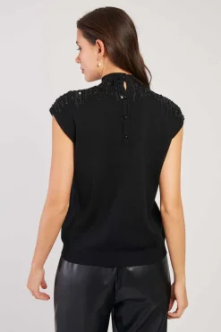 Discount Pull manches courtes à paillettes CAMELEON Les Gilets, Cardigans & Pulls|Les Blouses, Chemisiers & Tops