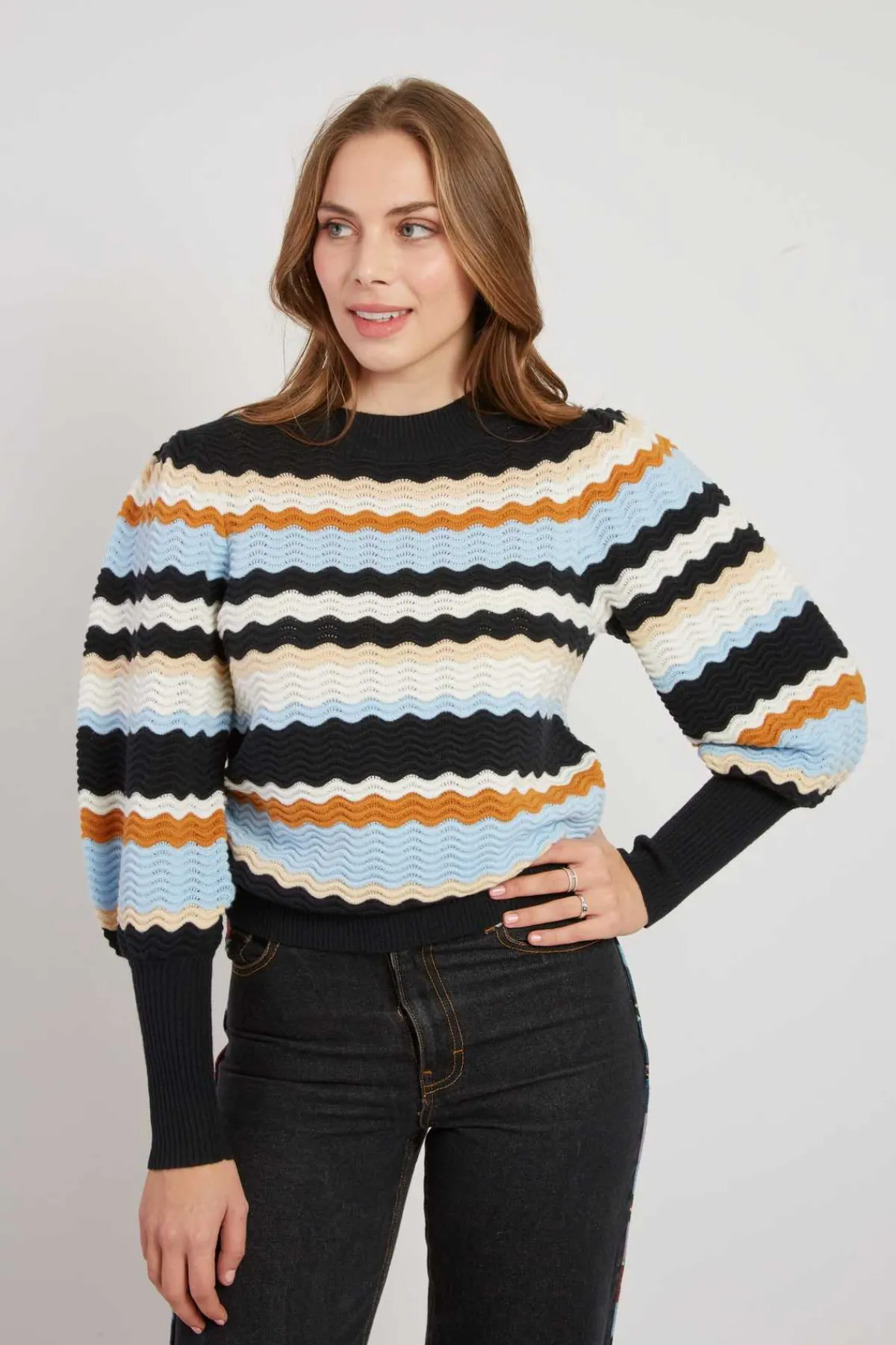 Clearance Pull rayé manches bouffantes CAHORS La Maille|Les Gilets, Cardigans & Pulls