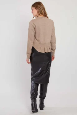 Store Pull uni en maille asymétrique CARLINE La Maille|Les Gilets, Cardigans & Pulls