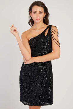Best Sale Robe asymetrique à paillettes VENISE Robes Courtes