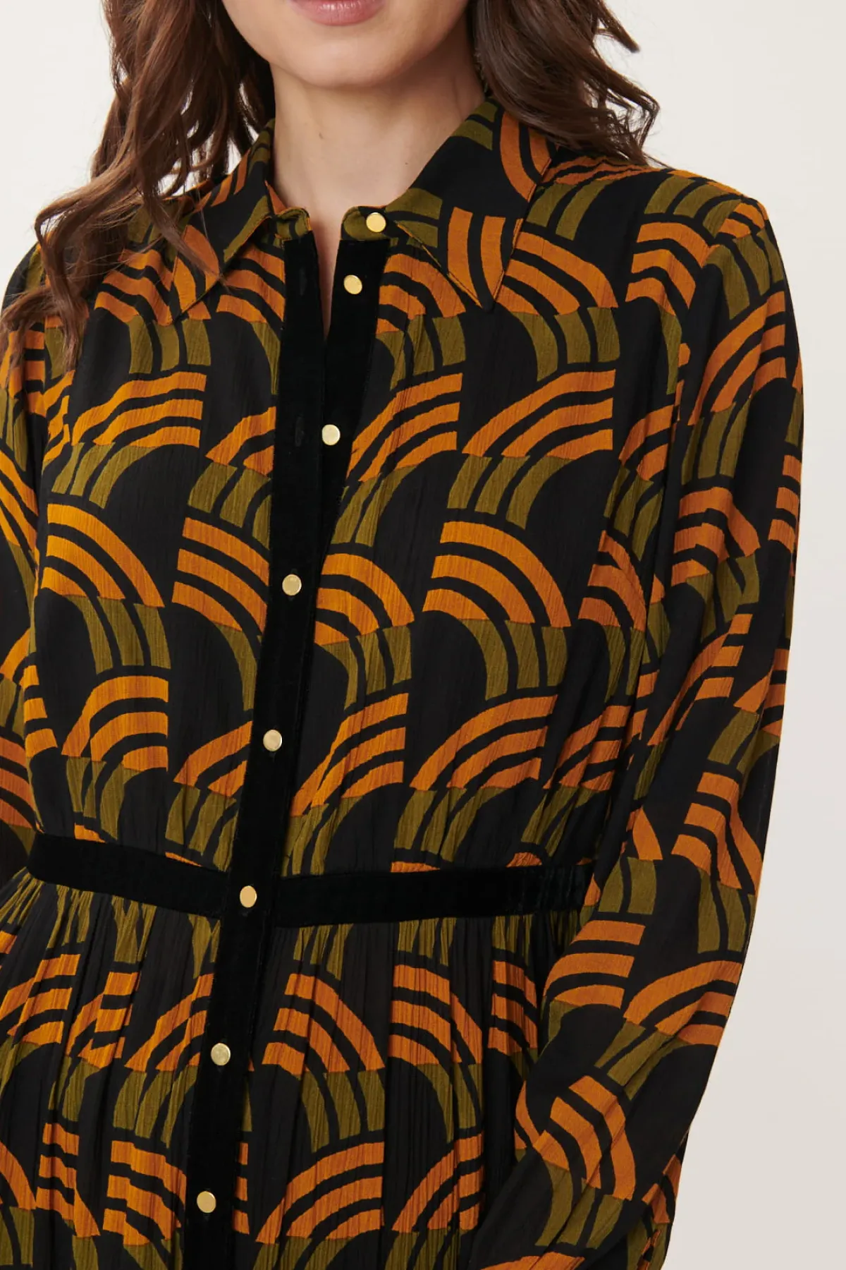 Sale Robe Chemise ALEXIA Imprimée Géométrique Robes Longues