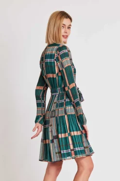 Outlet Robe courte boutonnée plissée SAGESSE Robes Imprimées|Robes Courtes