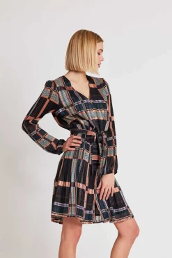 Outlet Robe courte boutonnée plissée SAGESSE Robes Imprimées|Robes Courtes