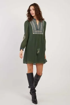 Store Robe courte brodée manches longues VANINA Robes Courtes