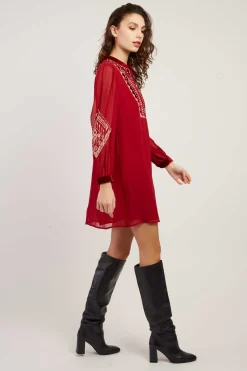 Store Robe courte brodée manches longues VANINA Robes Courtes