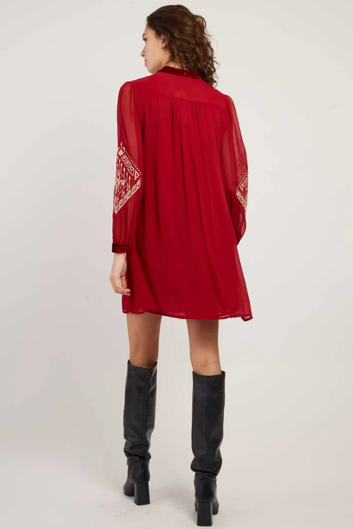 Store Robe courte brodée manches longues VANINA Robes Courtes