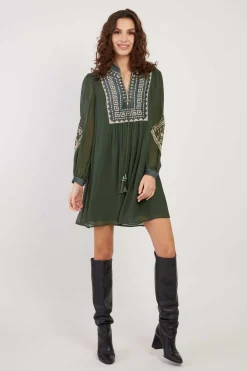 Store Robe courte brodée manches longues VANINA Robes Courtes