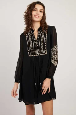 Store Robe courte brodée manches longues VANINA Robes Courtes