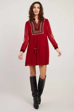 Store Robe courte brodée manches longues VANINA Robes Courtes