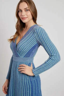 Flash Sale Robe courte col V manches longues en maille JENNY La Maille|Robes Courtes