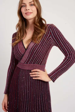 Flash Sale Robe courte col V manches longues en maille JENNY La Maille|Robes Courtes