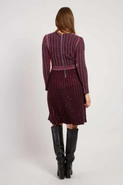 Flash Sale Robe courte col V manches longues en maille JENNY La Maille|Robes Courtes