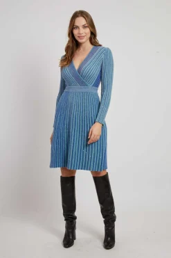 Flash Sale Robe courte col V manches longues en maille JENNY La Maille|Robes Courtes