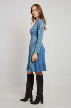 Flash Sale Robe courte col V manches longues en maille JENNY La Maille|Robes Courtes